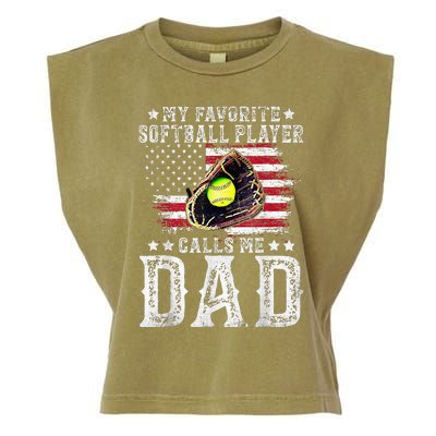 Softball Dad My Favorite Softball Player Calls Me Dad Gift Garment-Dyed Women's Muscle Tee