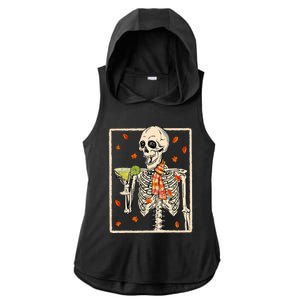  Skeleton Drinking Margarita Cocktail Fall Thanksgiving Ladies PosiCharge Tri-Blend Wicking Draft Hoodie Tank