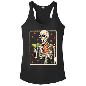  Skeleton Drinking Margarita Cocktail Fall Thanksgiving Ladies PosiCharge Competitor Racerback Tank