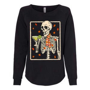  Skeleton Drinking Margarita Cocktail Fall Thanksgiving Womens California Wash Sweatshirt