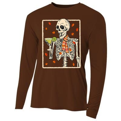  Skeleton Drinking Margarita Cocktail Fall Thanksgiving Cooling Performance Long Sleeve Crew