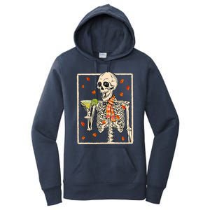  Skeleton Drinking Margarita Cocktail Fall Thanksgiving Women's Pullover Hoodie