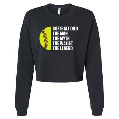 Softball Dad Man Myths Wallet Softball Fathers Day Cropped Pullover Crew