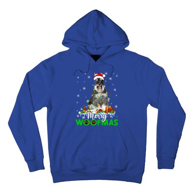 Schnauzer Dog Merry Woofmas Funny Xmas Lights Santa Hat Great Gift Hoodie