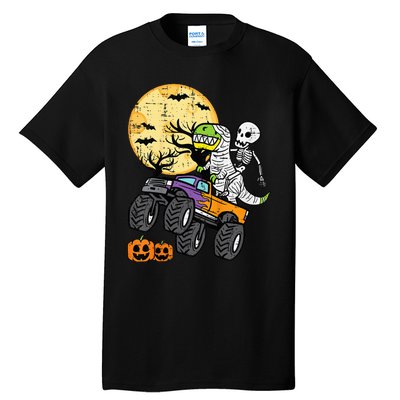 Skeleton Dino Monster Truck Halloween Costume Tall T-Shirt