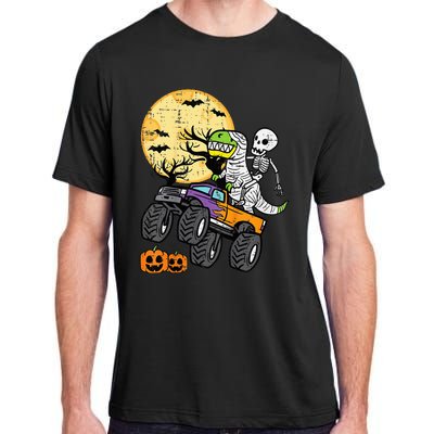 Skeleton Dino Monster Truck Halloween Costume Adult ChromaSoft Performance T-Shirt