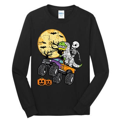 Skeleton Dino Monster Truck Halloween Costume Tall Long Sleeve T-Shirt