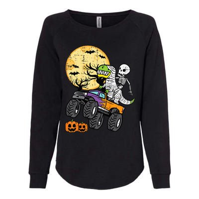 Skeleton Dino Monster Truck Halloween Costume Womens California Wash Sweatshirt