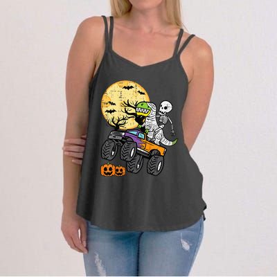 Skeleton Dino Monster Truck Halloween Costume Women's Strappy Tank