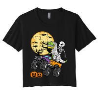 Skeleton Dino Monster Truck Halloween Costume Women's Crop Top Tee