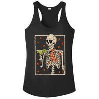 Skeleton Drinking Margarita Cocktail Fall Halloween Costume Ladies PosiCharge Competitor Racerback Tank