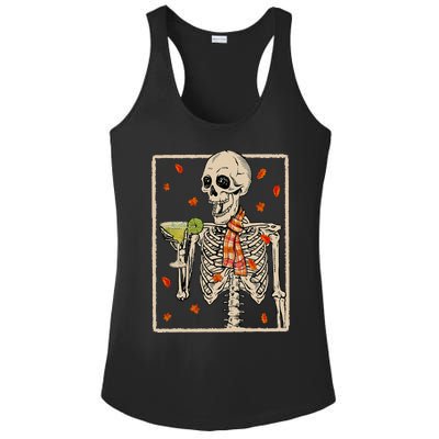 Skeleton Drinking Margarita Cocktail Fall Halloween Costume Ladies PosiCharge Competitor Racerback Tank