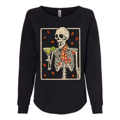 Skeleton Drinking Margarita Cocktail Fall Halloween Costume Womens California Wash Sweatshirt