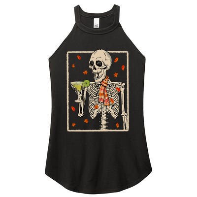 Skeleton Drinking Margarita Cocktail Fall Halloween Costume Women's Perfect Tri Rocker Tank