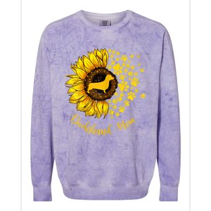 Sunflower Dachshund Mom Dog Lover Gift Colorblast Crewneck Sweatshirt