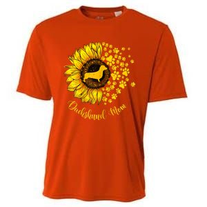 Sunflower Dachshund Mom Dog Lover Gift Cooling Performance Crew T-Shirt