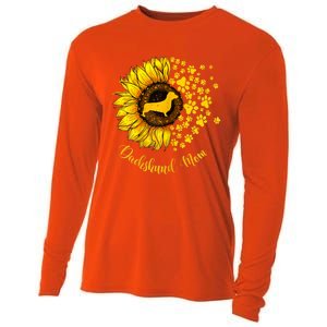 Sunflower Dachshund Mom Dog Lover Gift Cooling Performance Long Sleeve Crew