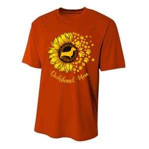 Sunflower Dachshund Mom Dog Lover Gift Performance Sprint T-Shirt