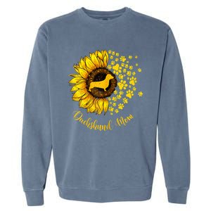 Sunflower Dachshund Mom Dog Lover Gift Garment-Dyed Sweatshirt