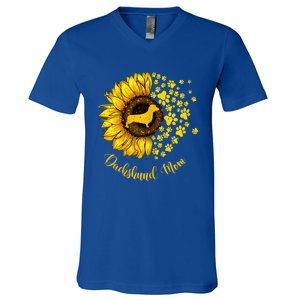 Sunflower Dachshund Mom Dog Lover Gift V-Neck T-Shirt