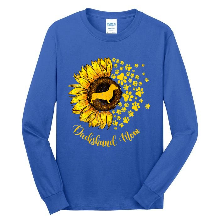 Sunflower Dachshund Mom Dog Lover Gift Tall Long Sleeve T-Shirt