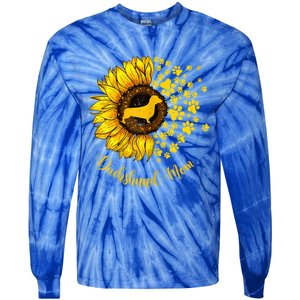 Sunflower Dachshund Mom Dog Lover Gift Tie-Dye Long Sleeve Shirt