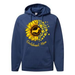 Sunflower Dachshund Mom Dog Lover Gift Performance Fleece Hoodie