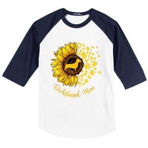 Sunflower Dachshund Mom Dog Lover Gift Baseball Sleeve Shirt