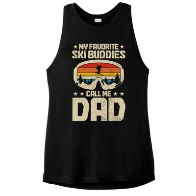 Ski Dad My Favourite Ski Buddies Call Me Dad Skiing Skier Cool Gift Ladies PosiCharge Tri-Blend Wicking Tank