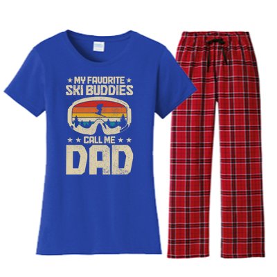 Ski Dad My Favourite Ski Buddies Call Me Dad Skiing Skier Cool Gift Women's Flannel Pajama Set