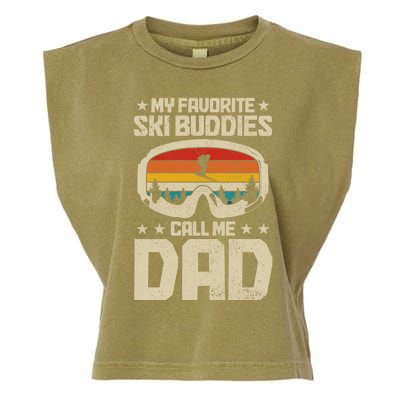 Ski Dad My Favourite Ski Buddies Call Me Dad Skiing Skier Cool Gift Garment-Dyed Women's Muscle Tee