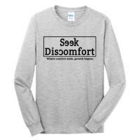 Seek Discomfort Motivational Quote Inspirational Change Tall Long Sleeve T-Shirt