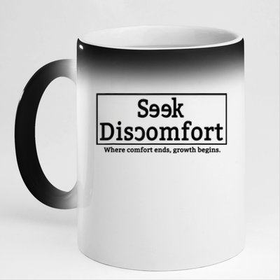 Seek Discomfort Motivational Quote Inspirational Change 11oz Black Color Changing Mug