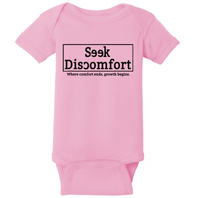 Seek Discomfort Motivational Quote Inspirational Change Baby Bodysuit