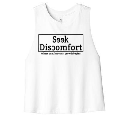 Seek Discomfort Motivational Quote Inspirational Change Women's Racerback Cropped Tank