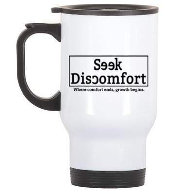 Seek Discomfort Motivational Quote Inspirational Change Stainless Steel Travel Mug