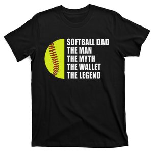 Softball Dad Man Myths Wallet Softball Fathers Day T-Shirt