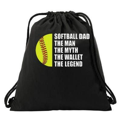 Softball Dad Man Myths Wallet Softball Fathers Day Drawstring Bag