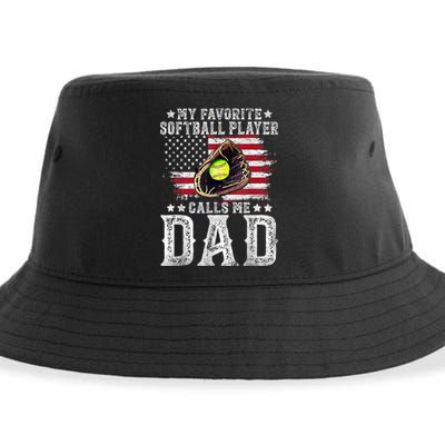 Softball Dad My Favorite Softball Player Calls Me Dad Gift Sustainable Bucket Hat