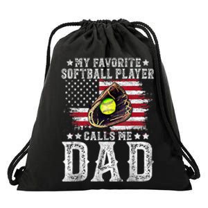 Softball Dad My Favorite Softball Player Calls Me Dad Gift Drawstring Bag