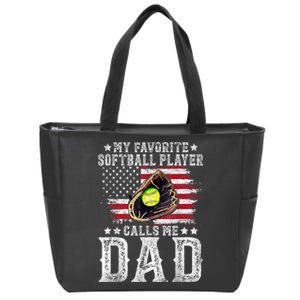 Softball Dad My Favorite Softball Player Calls Me Dad Gift Zip Tote Bag