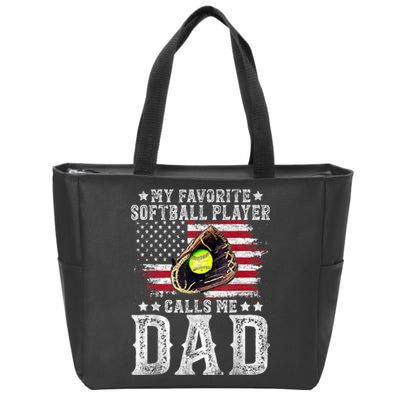 Softball Dad My Favorite Softball Player Calls Me Dad Gift Zip Tote Bag