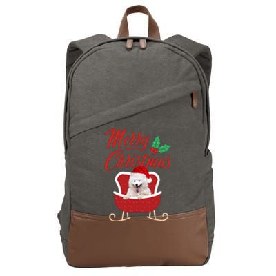 Samoyed Dog Merry Christmas Design For The Holiday Season! Cotton Canvas Backpack