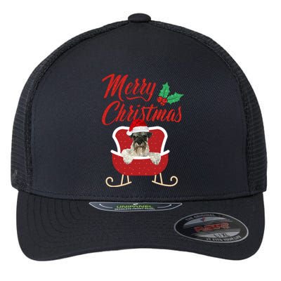 Schnauzer Dog Merry Christmas Design For The Holiday Season! Flexfit Unipanel Trucker Cap