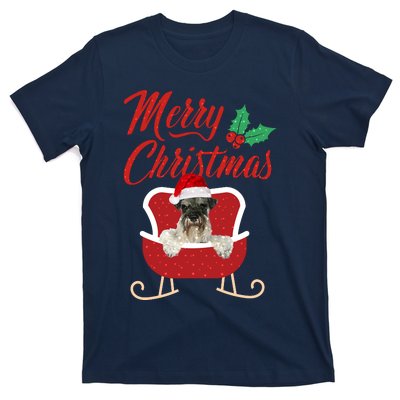 Schnauzer Dog Merry Christmas Design For The Holiday Season! T-Shirt