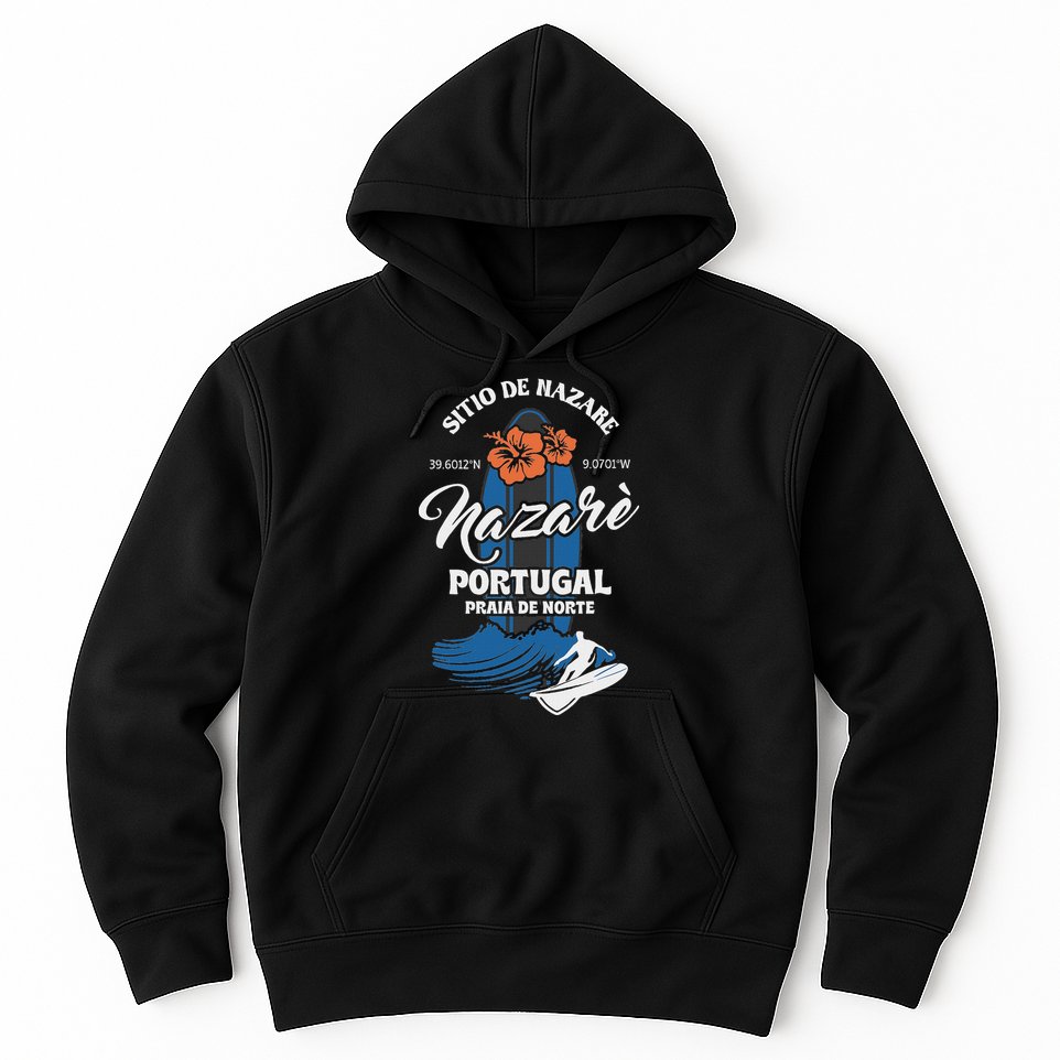 Sitio De Nazare Portugal Beach Surfing Souvenir Surfer Hoodie