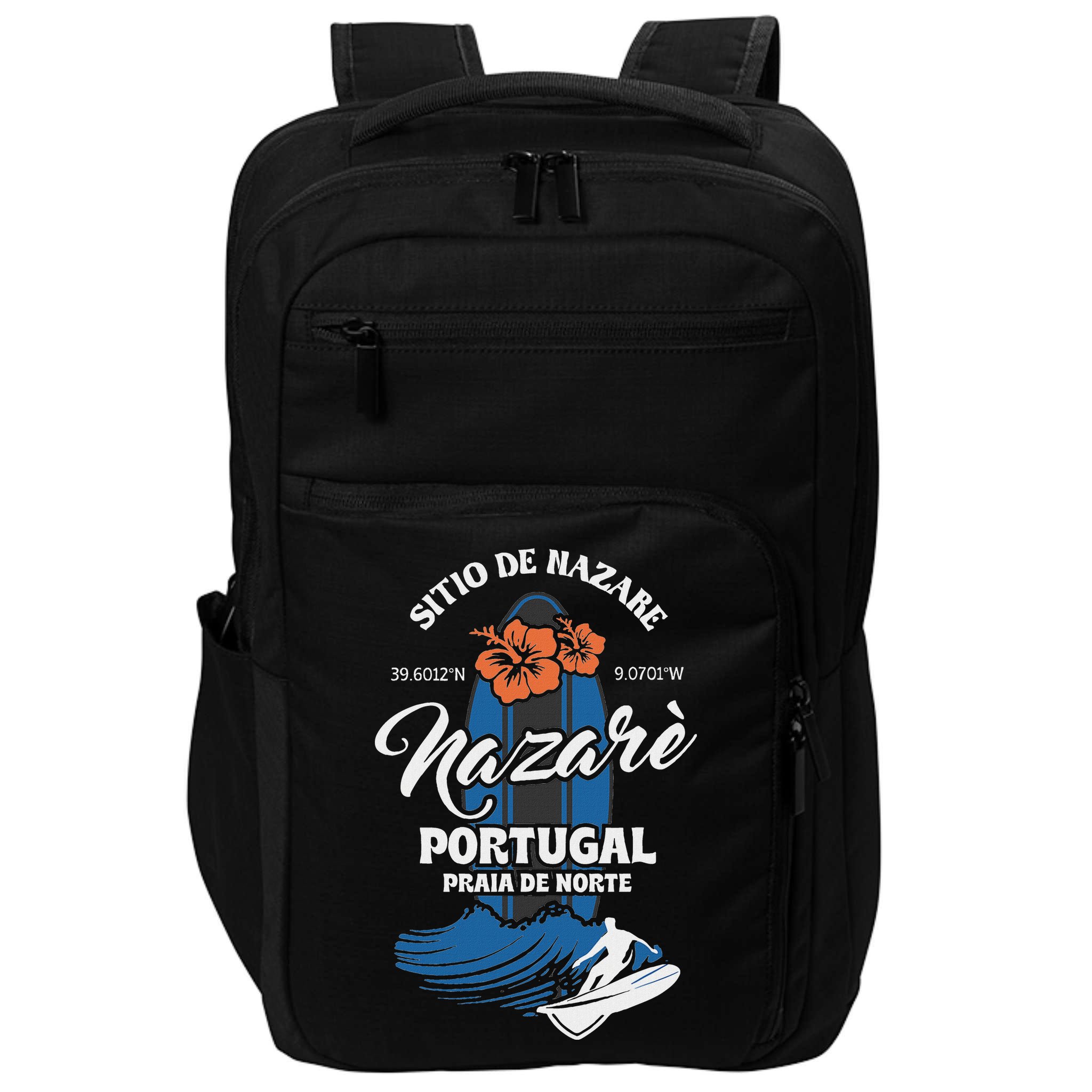 Sitio De Nazare Portugal Beach Surfing Souvenir Surfer Impact Tech Backpack