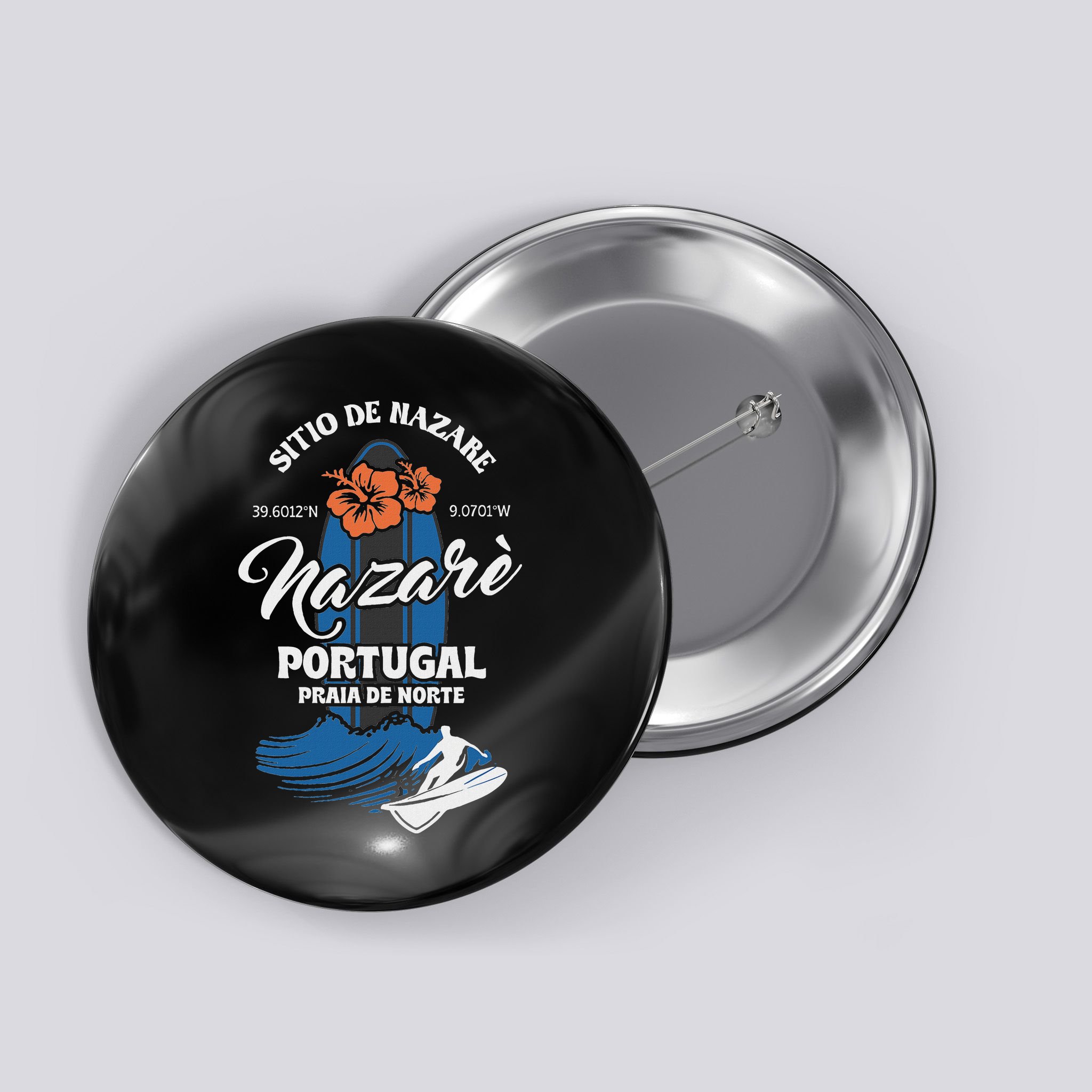 Sitio De Nazare Portugal Beach Surfing Souvenir Surfer Button