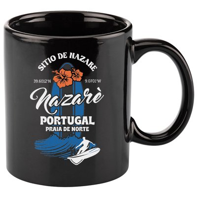 Sitio De Nazare Portugal Beach Surfing Souvenir Surfer 11oz C Handle Ceramic Mug