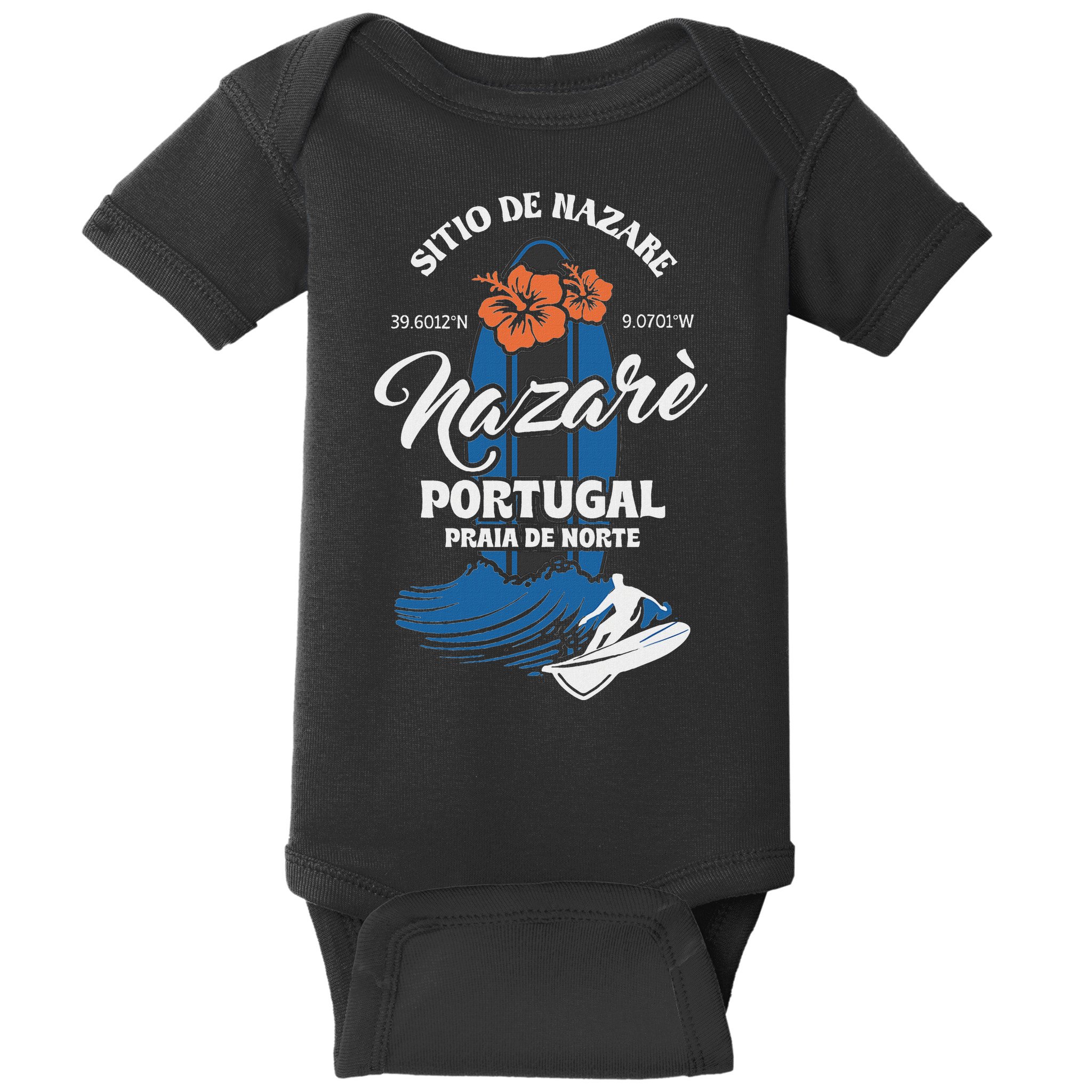 Sitio De Nazare Portugal Beach Surfing Souvenir Surfer Baby Bodysuit